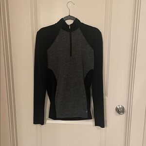 Adidas Black and Gray Patterned Quarter-Zip Top Activewear